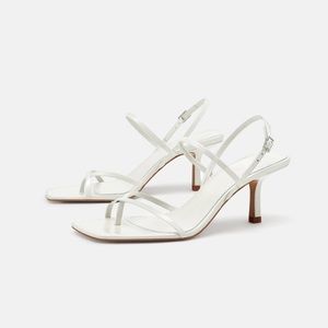 Zara Square Toe Kitten Heel Sandals